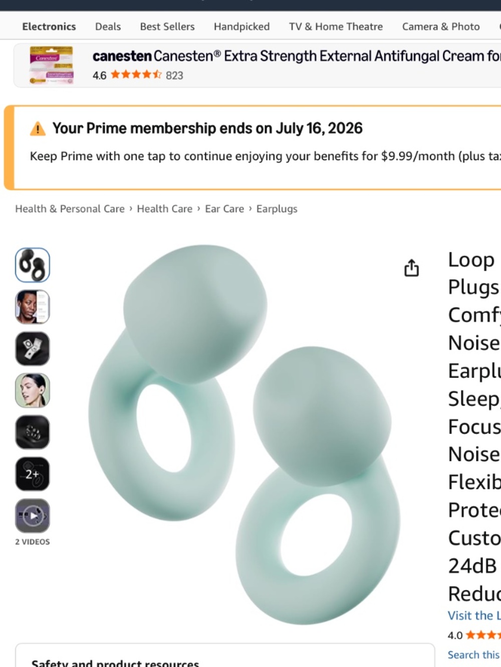 Loop Quiet 2 ear plugs, mint green with bonus case